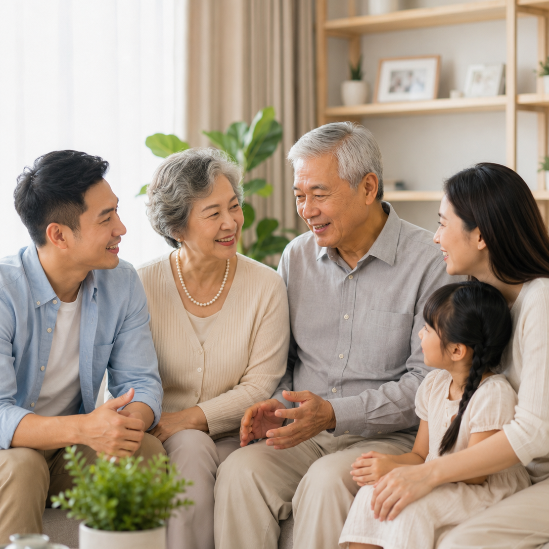 Family having a clear conversation together