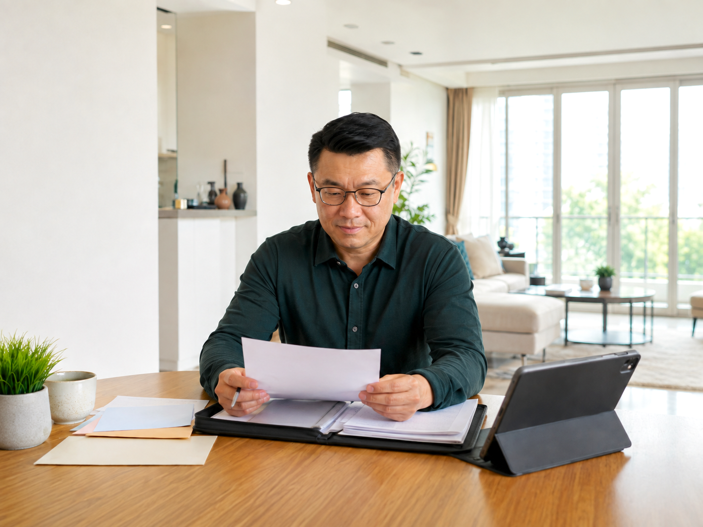 A Will executor reviewing estate documents